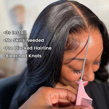 4x7 Lace Closure Wig Human Hair Natural Color Body Three-Dimensional Wave Density